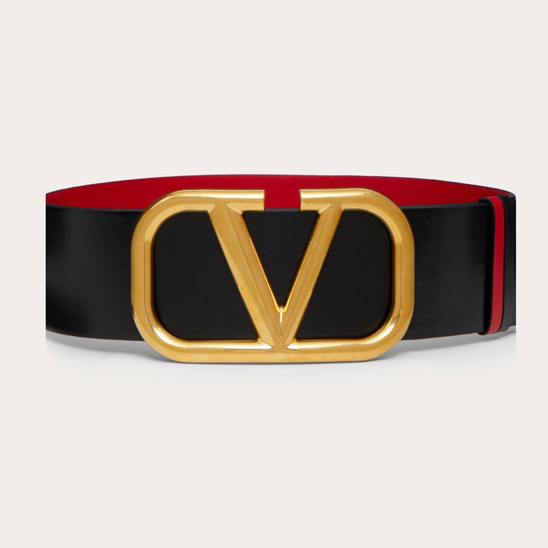 Valentino Women's Temperament Luxury Logo Belt Double-sided Dual Color Wide Belt Waist 64ï½?2 #99941
