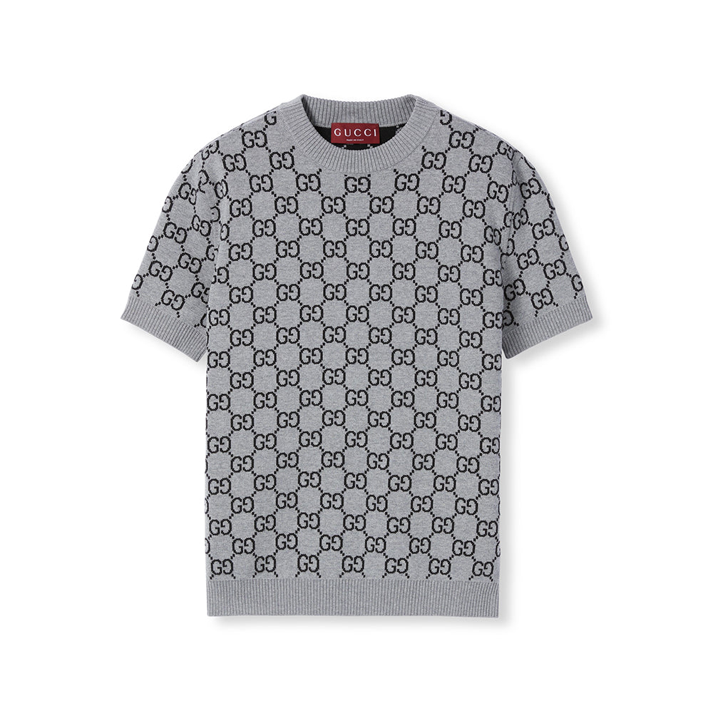 Gucci Gray And Black Reversible GG wool Jacquard Top Featuring Iconic GG Pattern #332622
