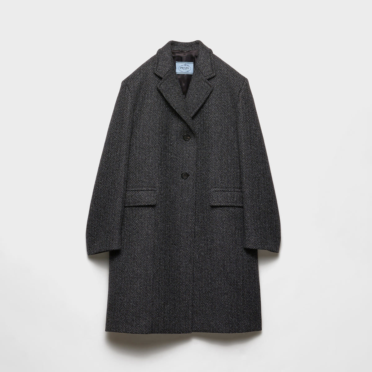 Prada Women's Fall/Winter Fashion Classic V Neck Single Breasted Herringbone Wool Coat Jacket #78862