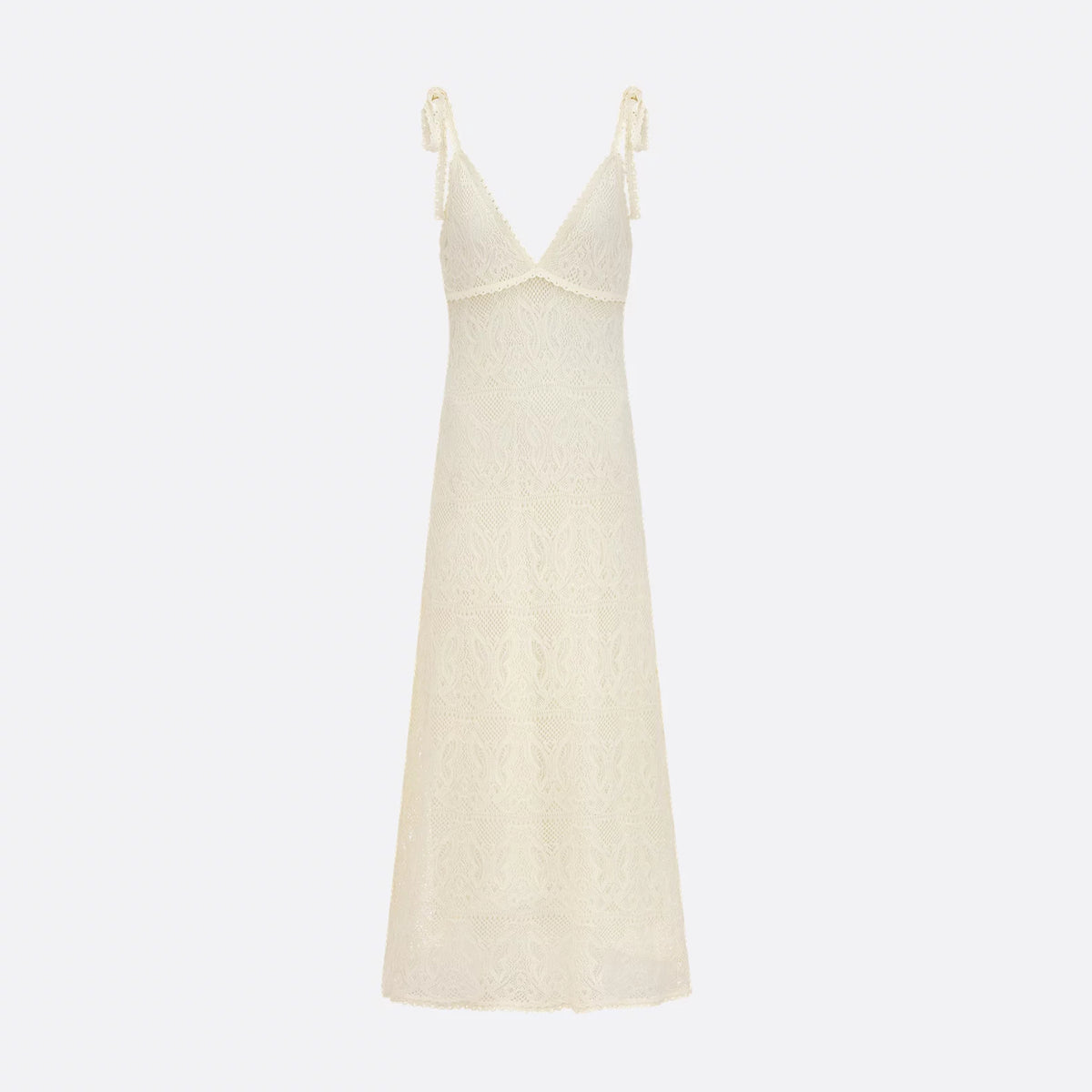 Dior ? Women's Summer Dioriviera Hollow-Lined Two-Piece Cotton Solid-Color High-Street Long Sleeveless Halter Flared Dress Dresses Ngvp #2331