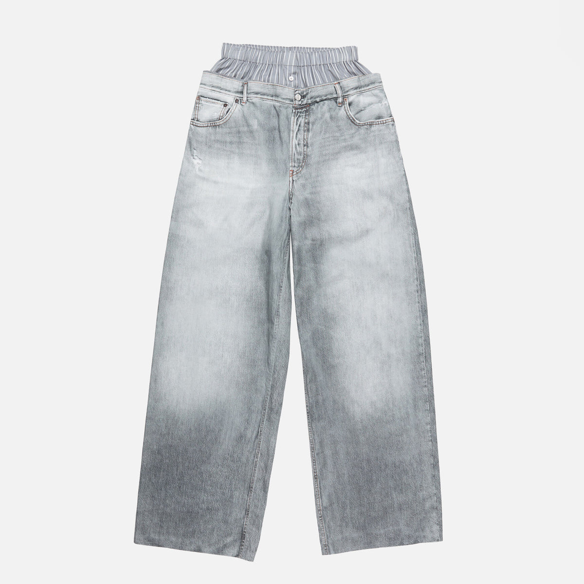 Acne Studios Women's Spring And Summer Double Pants Waist Vintage Old Washed High Waist Loose Cotton Wide Leg Straight Pants Ngvp #1895