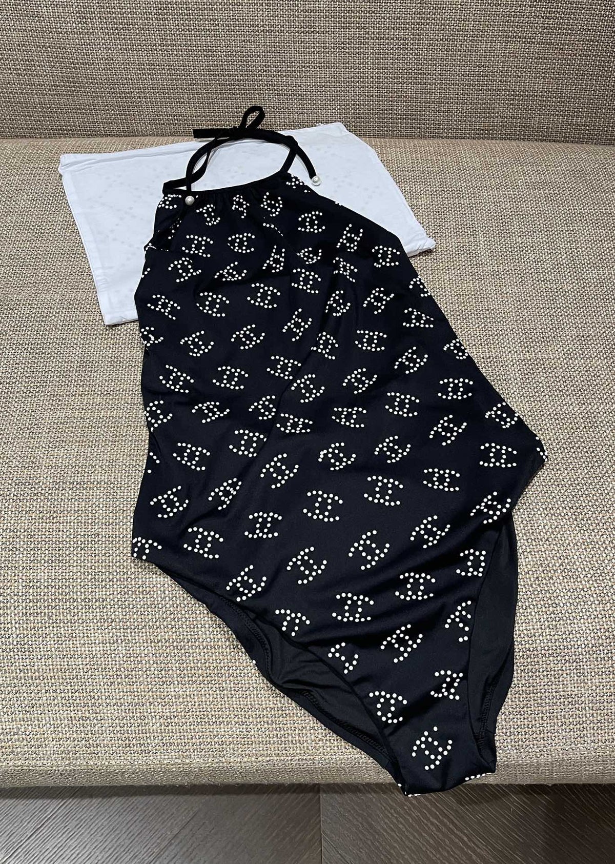 Chane Printed One-Piece Black Swimwear Clothing #375530