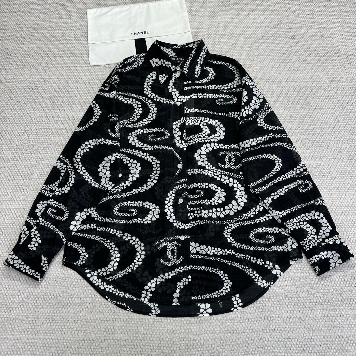 Chanel Women's Spring/Summer Solid Color Lightweight Cotton Printed Single-Breasted Long-Sleeved Shirt #77486