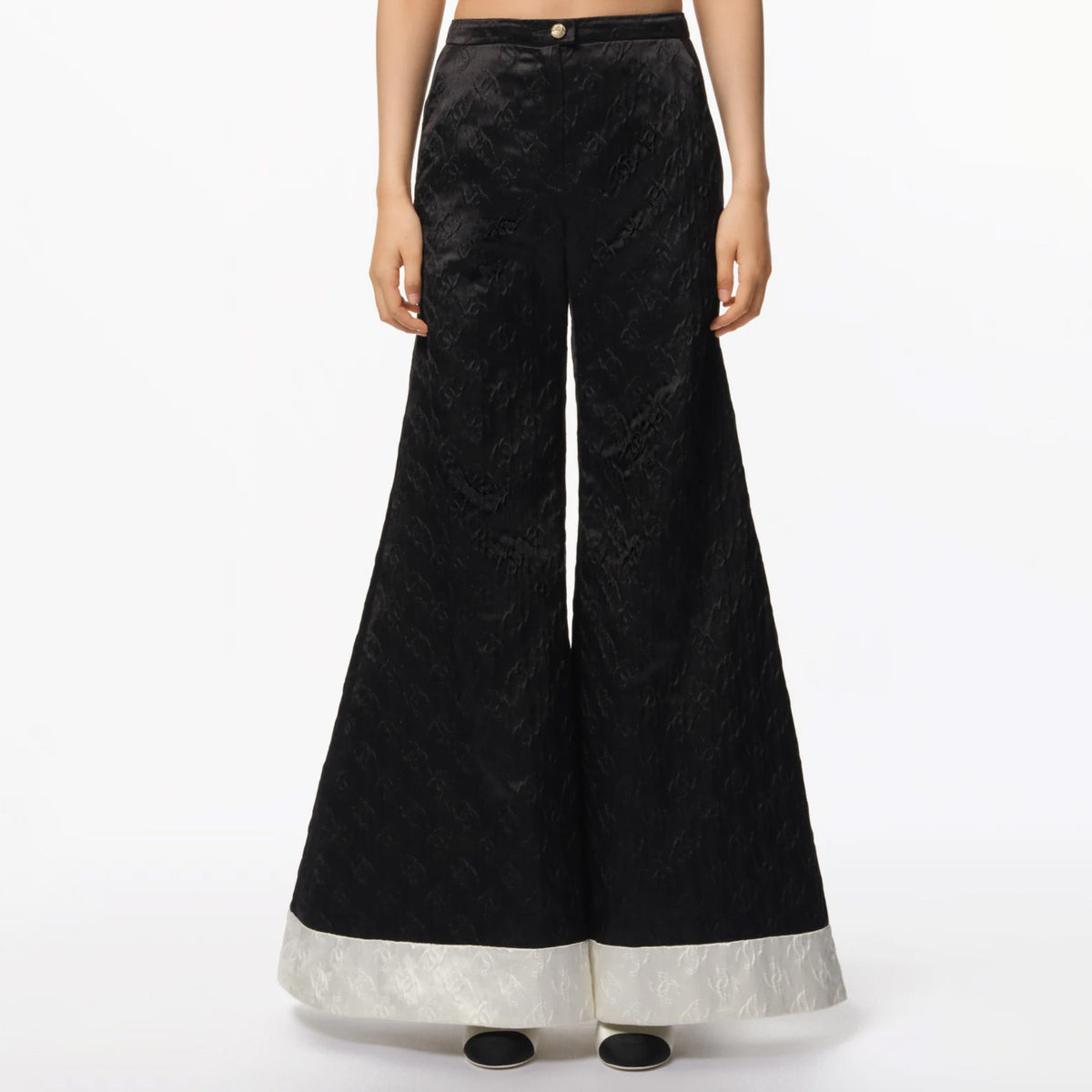 Chanel M¨¦tiers d'art Women's Spring/Autumn Fashion Classic Dark Pattern Jacquard Wide Leg Silk Casual Pants #78288