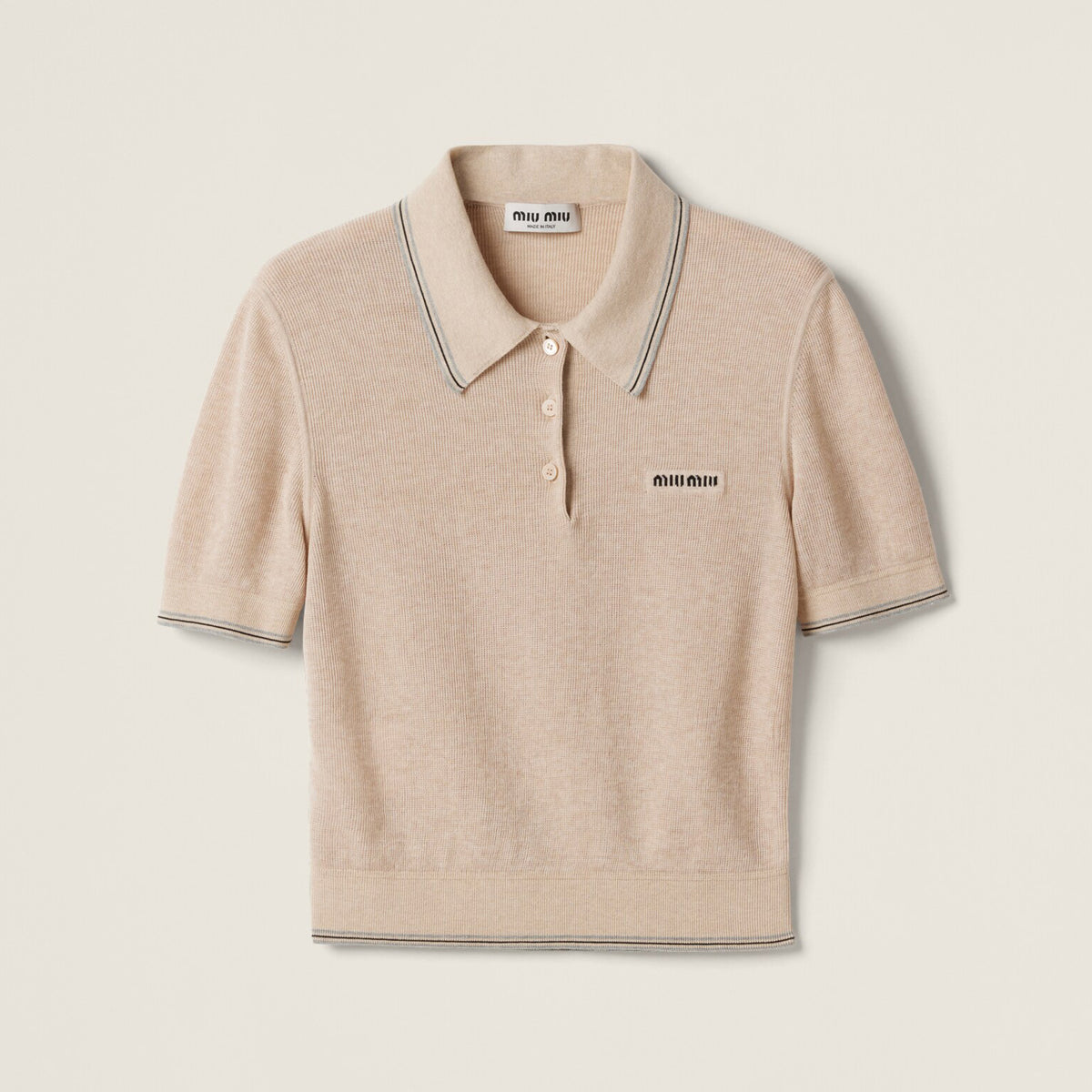 MiuMiu Women's Summer Solid Color Embroidered Logo Knitted Polo Shirt Short Sleeve T-Shirt #77843