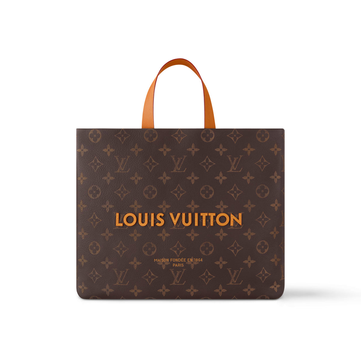 Louis Vuitton Men's Brown Classic Vintage Adjustable Shoulder Strap Embroidered Letter Print Tote Bag - Premium Coated Canvas Leather Bag #75711