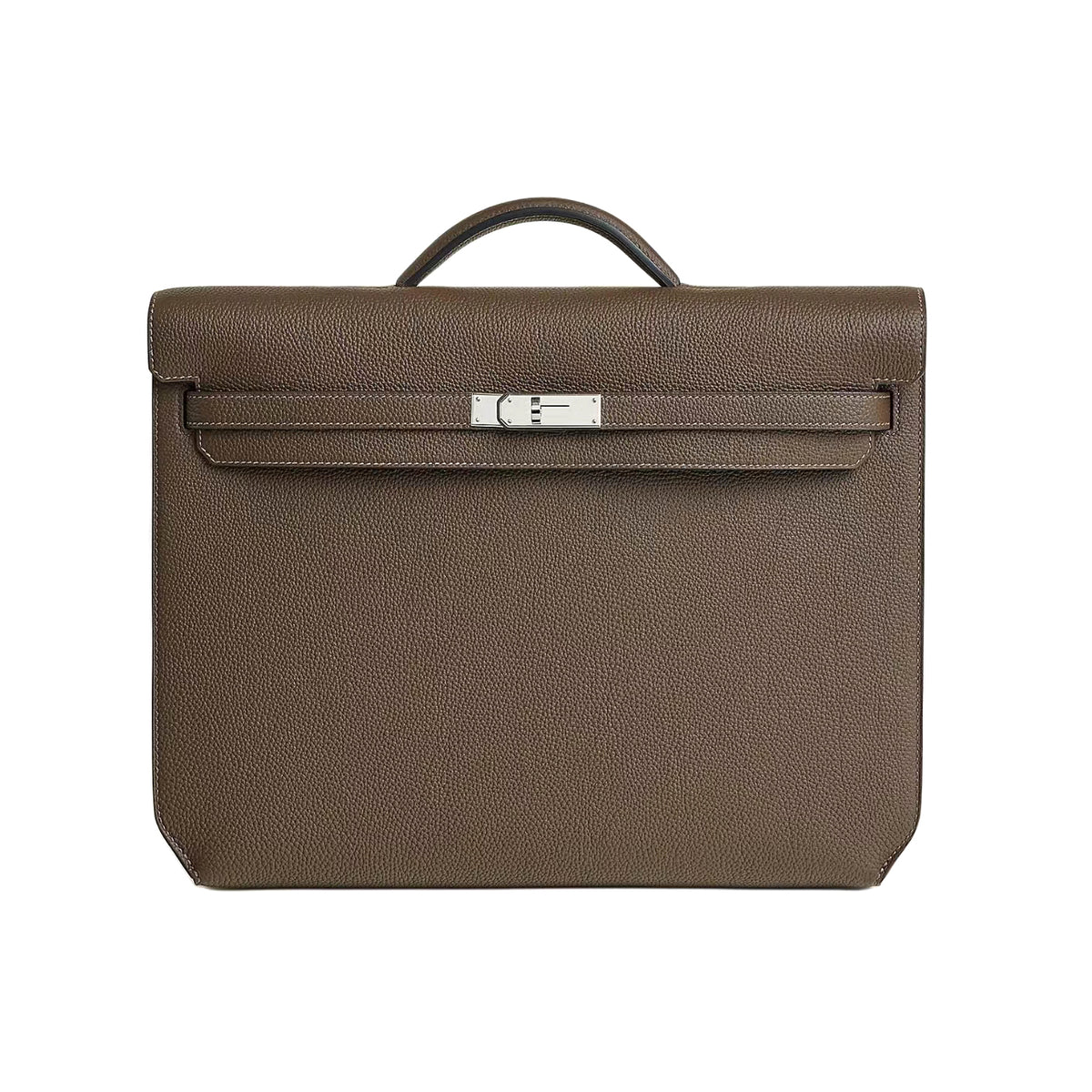 Hermes Men's and Women's Classic Solid Color Leather Business Bag with Silver Buckle  Handbag Laptop Case Bag Bags #78611