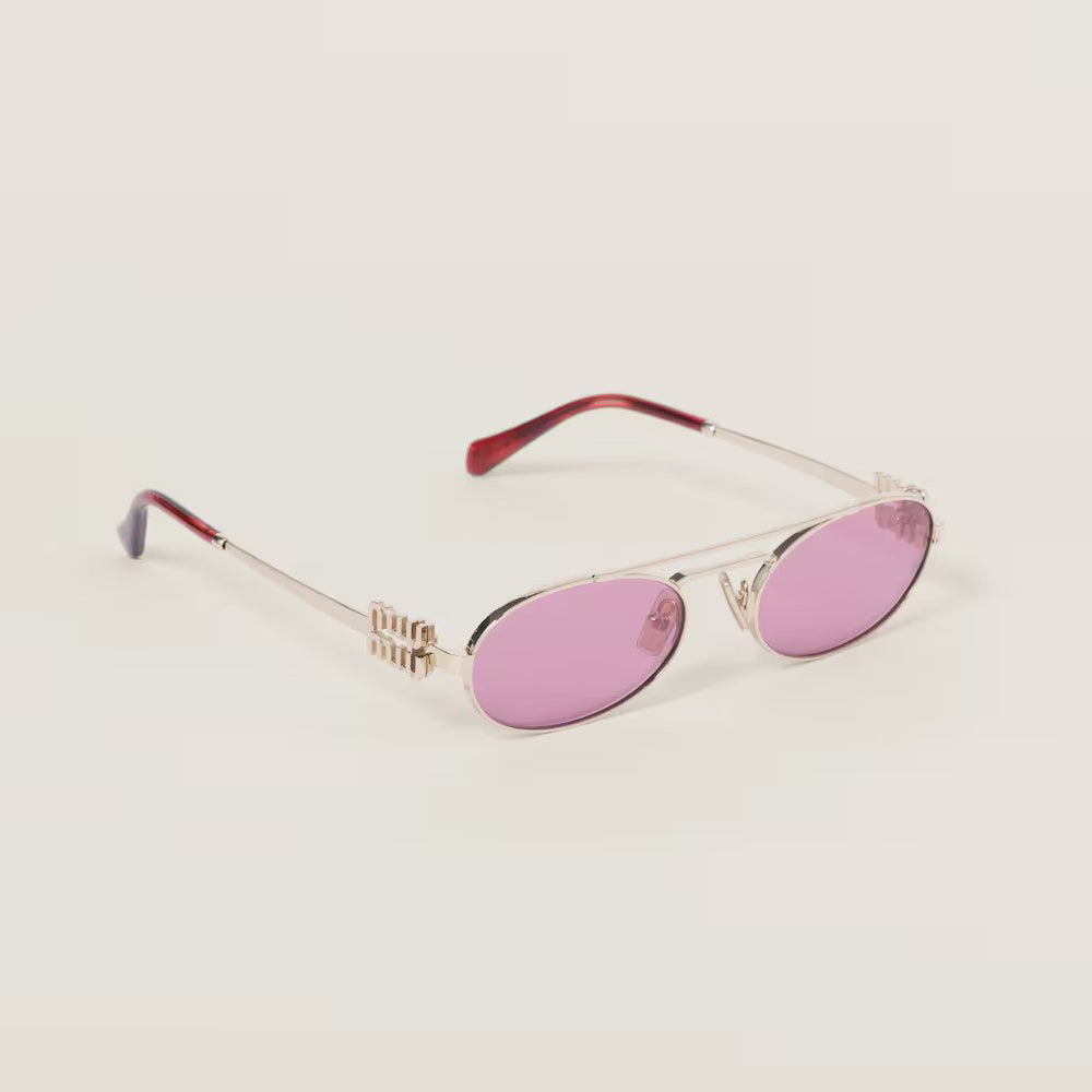 MiuMiu Men's and Women's Mirror Legs Gold Letter Logo Oval Sunglasses Eyeglasses Glasses #75951