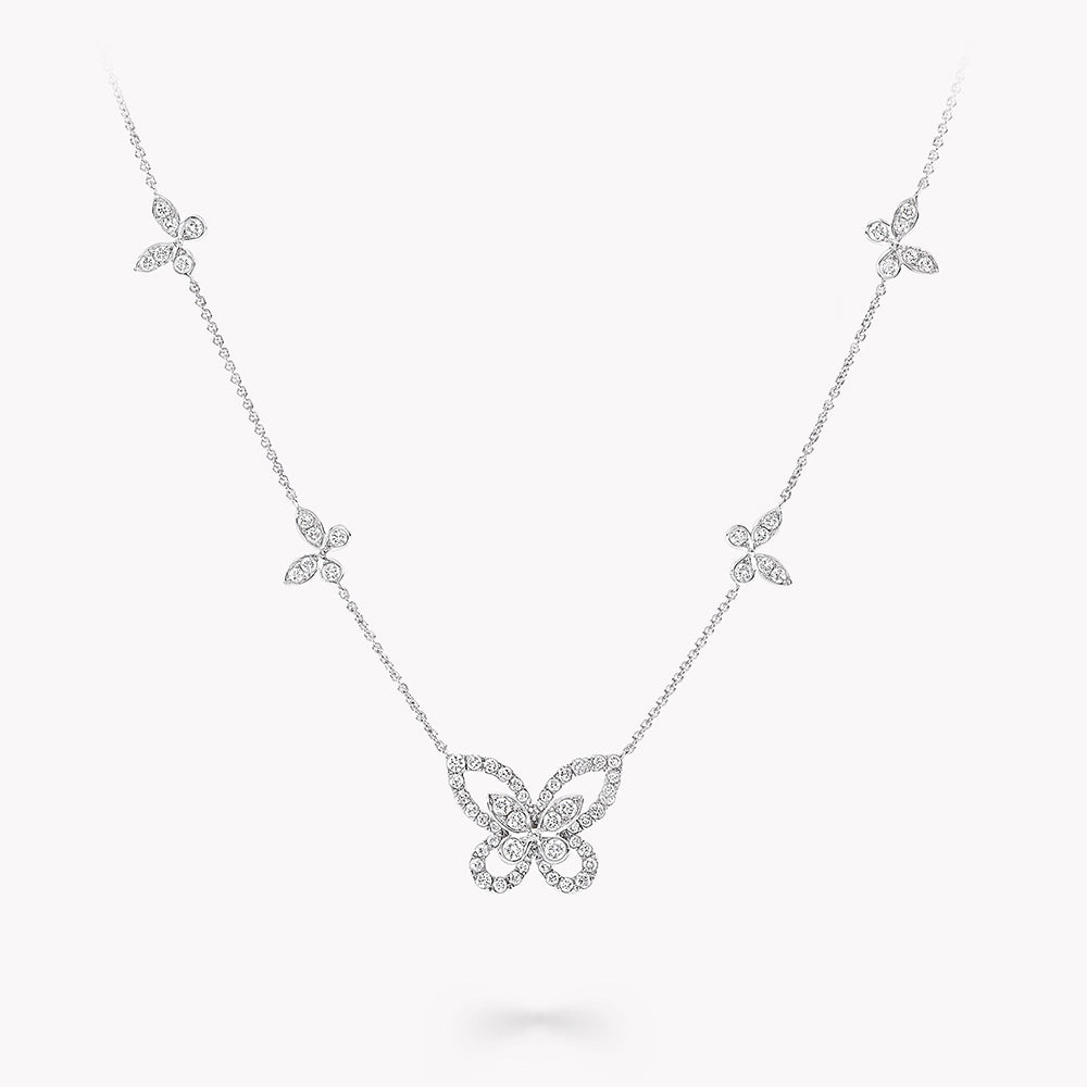 Graff Multi Butterfly Silhouette Diamond Pendant White Gold #390622
