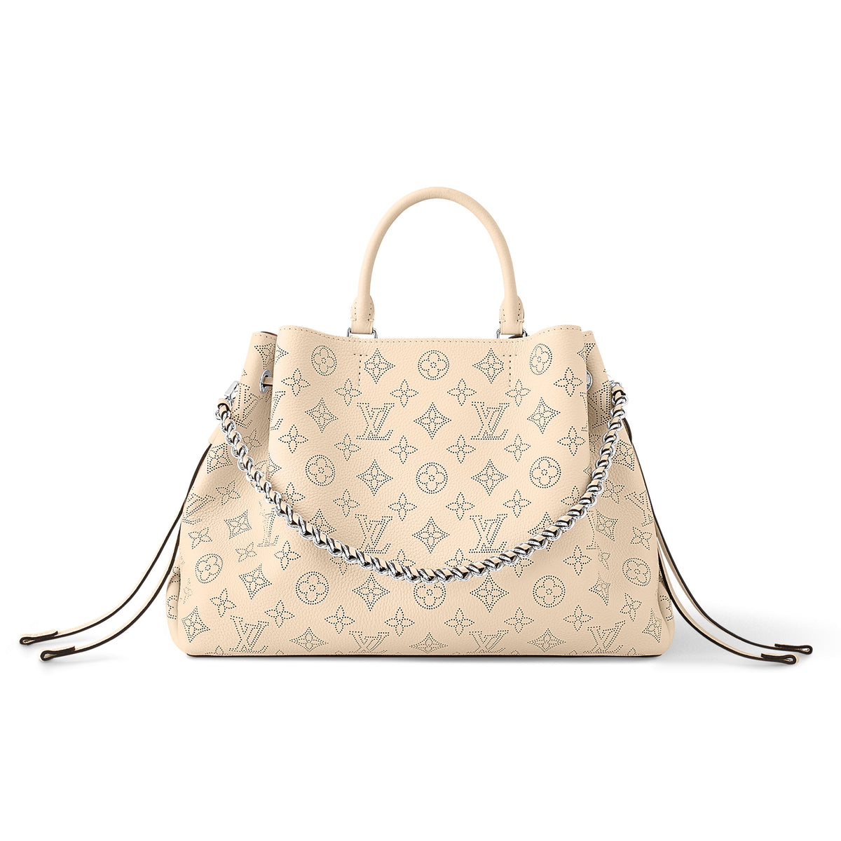 Louis Vuitton Bella Women's Gray Detachable Adjustable Shoulder Strap Hollow Logo Perforated Calfskin Drawstring Bucket Tote Bag Bags #99685