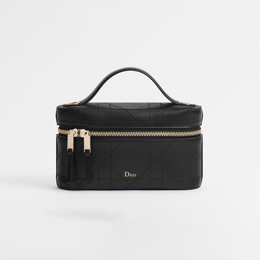 DIOR Dior Trianon Soft Vanity Mini Bag Black Flat Macrocannage Lambskin #388778