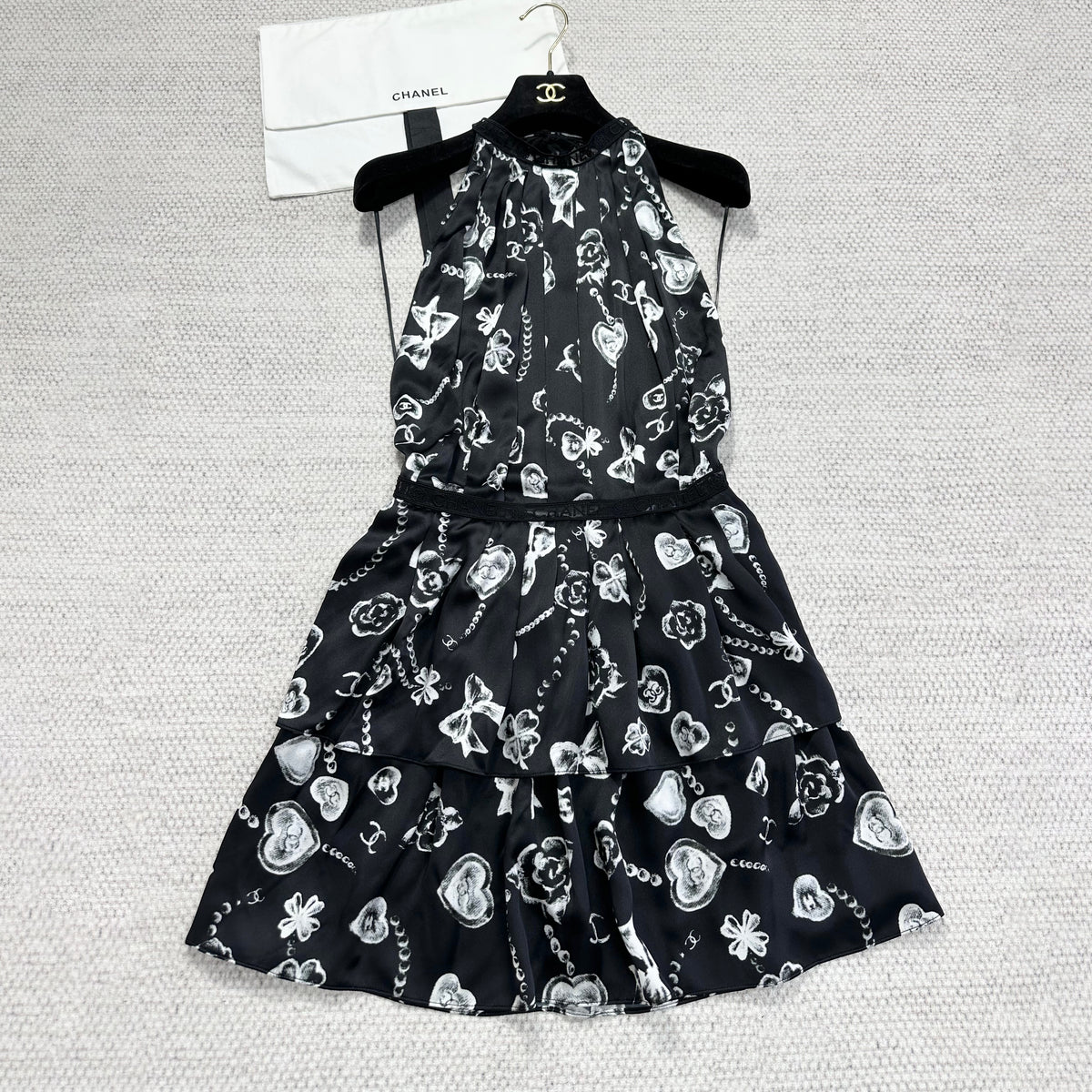 Chanel Women's Classic Summer Fashion Casual Printed Tie-waist Sleeveless Dress #78295