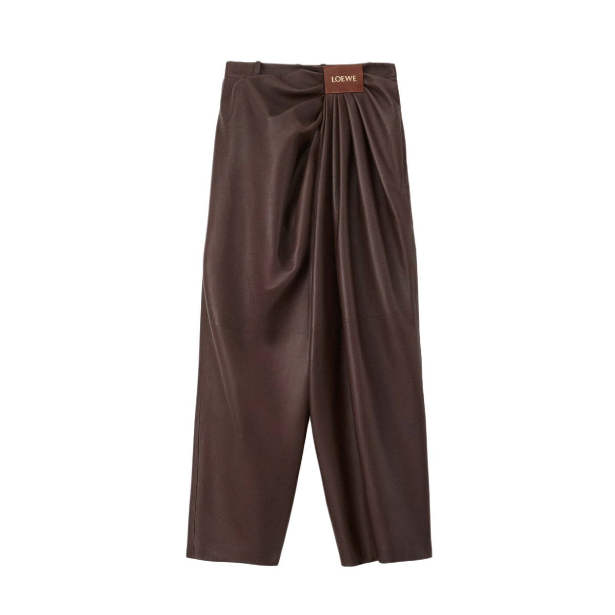 Loewe Women's Spring/Autumn Solid Color Pleated Sheepskin Long Pants #77938