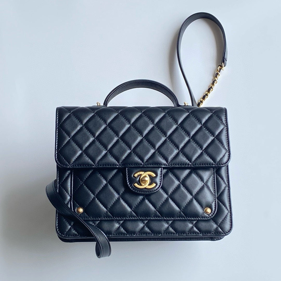 Chanel Women's Fashion Classic Solid-Color Leather Chain Shoulder Bag with Gold Buckle Bag Bags #78758