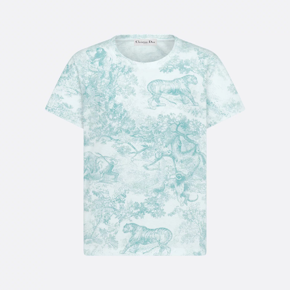 Dior Women's Summer Solid Color Animal Print Round Neck Cotton Short Sleeve T-Shirt #77671