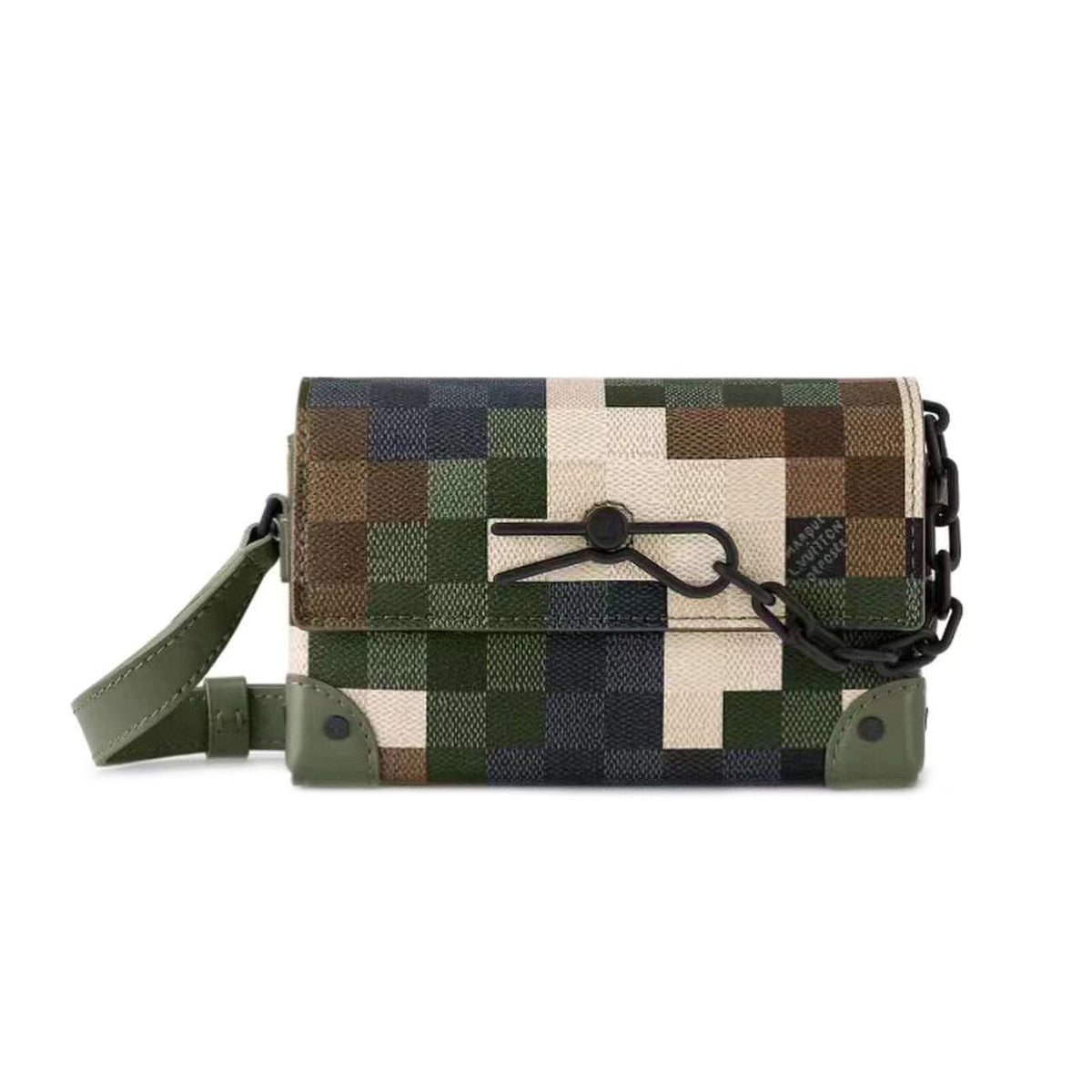 Louis Vuitton Men's Green Camouflage Leather Box Waist Shoulder Crossbody Bag Bags #97765