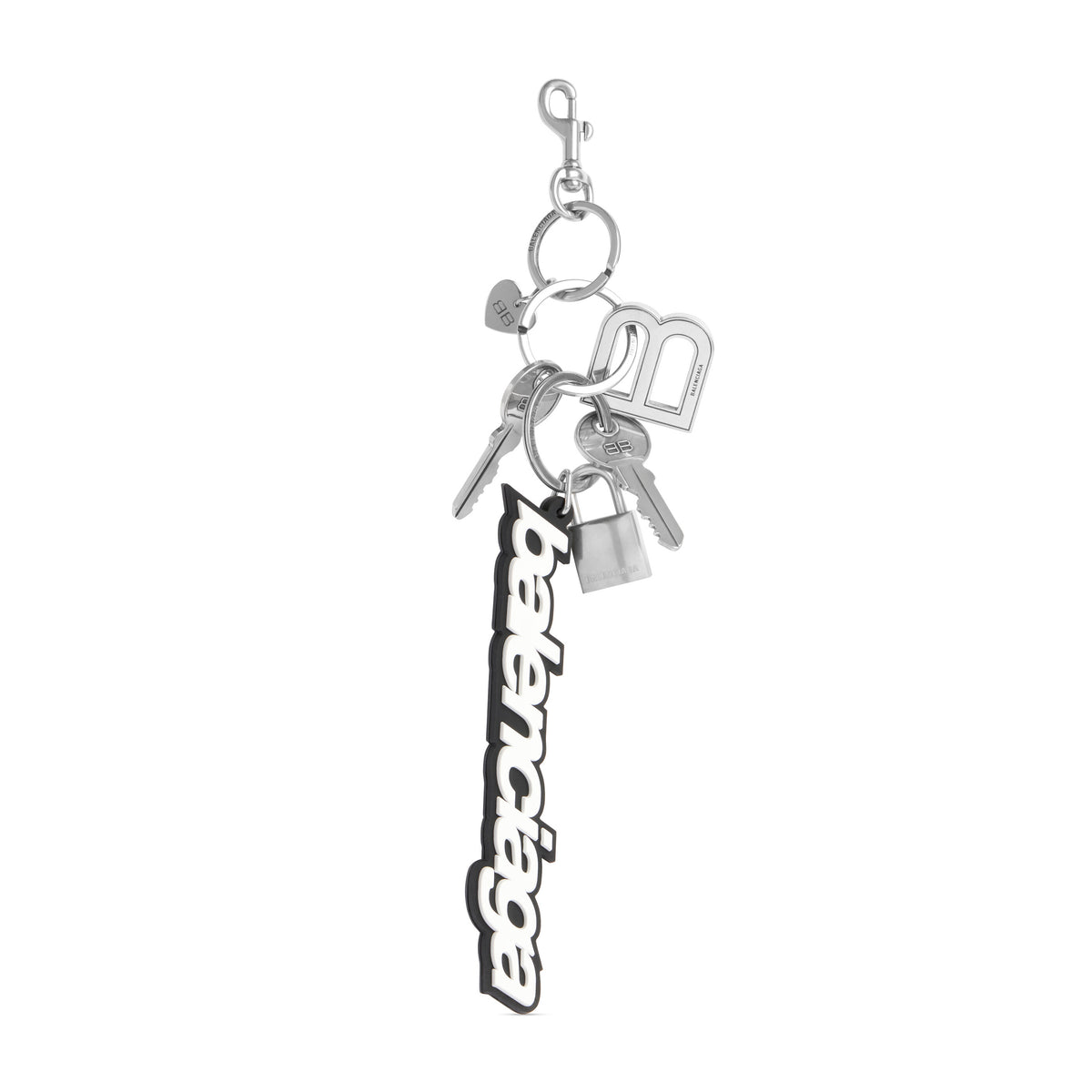 Balenciaga Men's silver (color) Letter Logo Bag Charm Keychain #99513