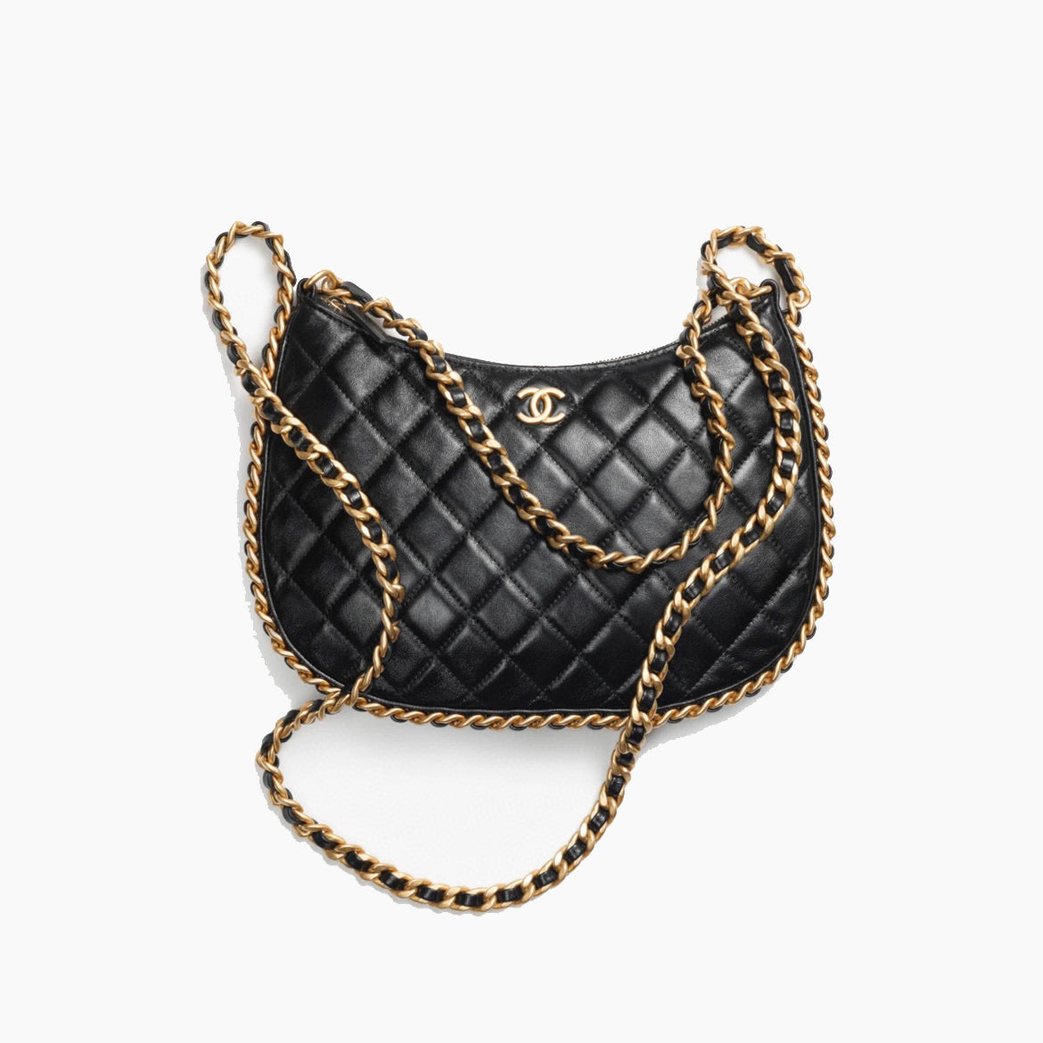 Chanel Black Leather Chain Diagonal Bag #21913