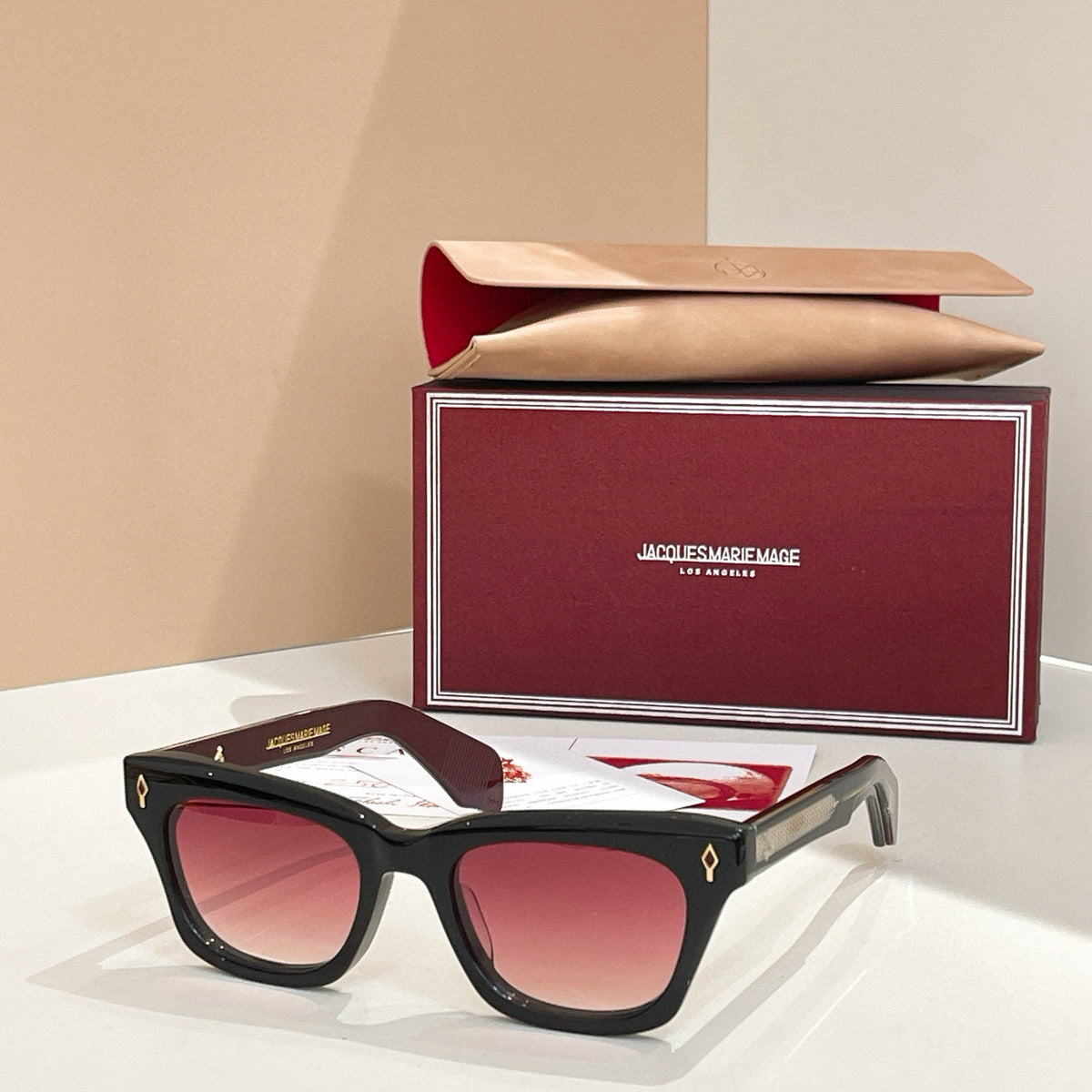 Jacques Marie Mage Delan Men Women Temperament Color Blocking Pink Glasses Square Frame Sunglasses Fashion Trend Casual Glasseses Accessories Ngvp #2212