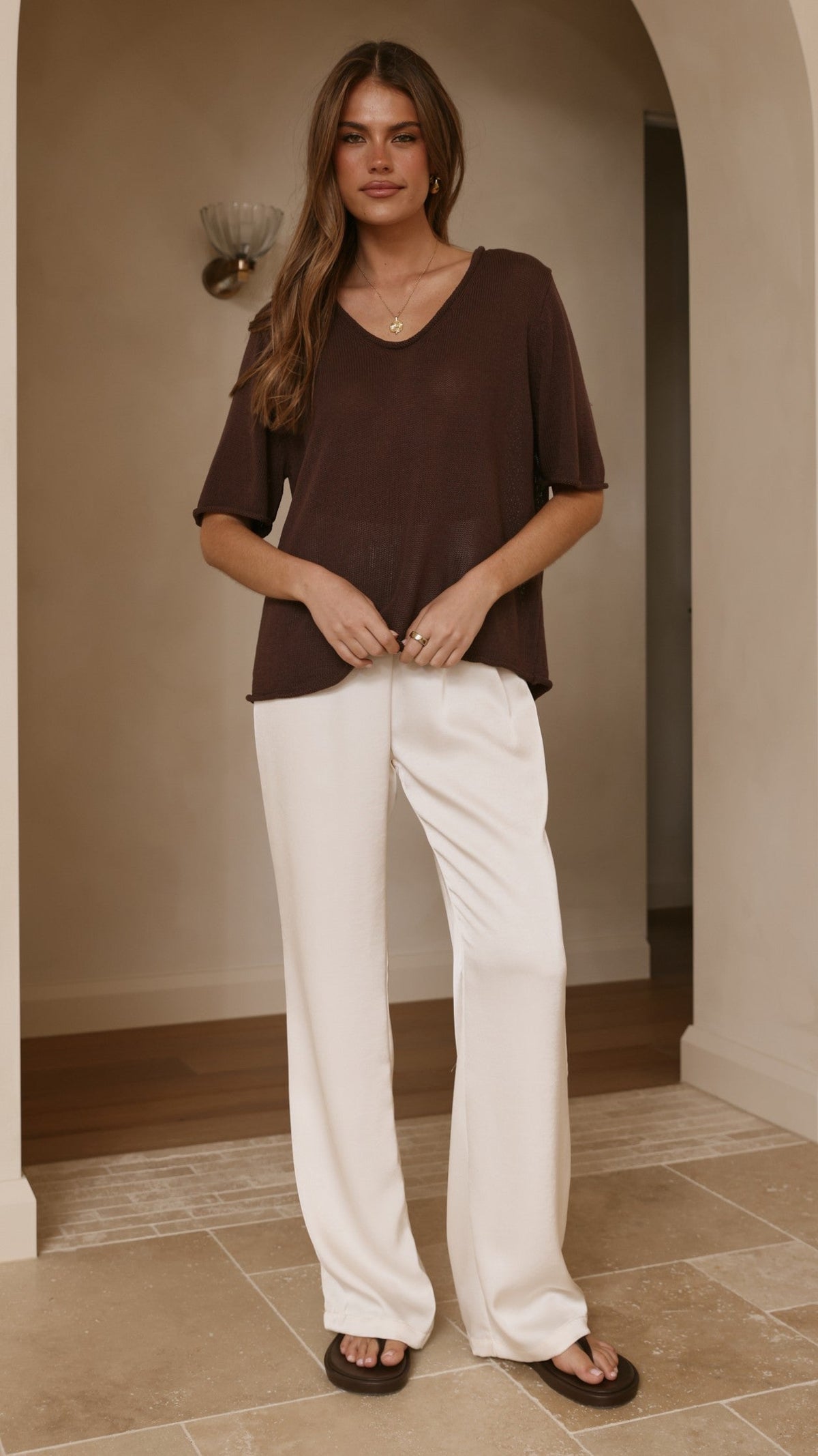 Spring Scoop Neck Tee - Chocolate
