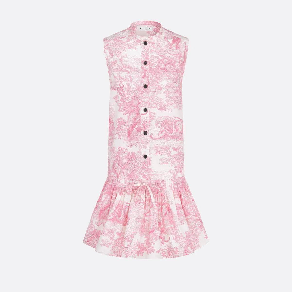 Dior Dioriviera Short Dress Women's Spring/summer Pink And Black Printed Short Button Dress Dresses Ngvp #2174
