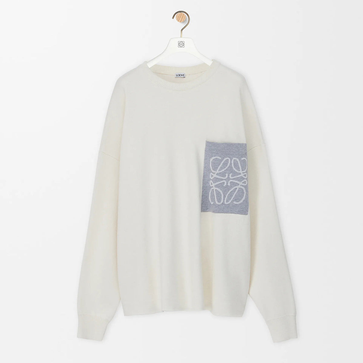 Loewe Men's And Women's Spring/fall Fashion Casual Crewneck Pullover Two Tone Patchwork Logo Knit Sweatshirt #79248