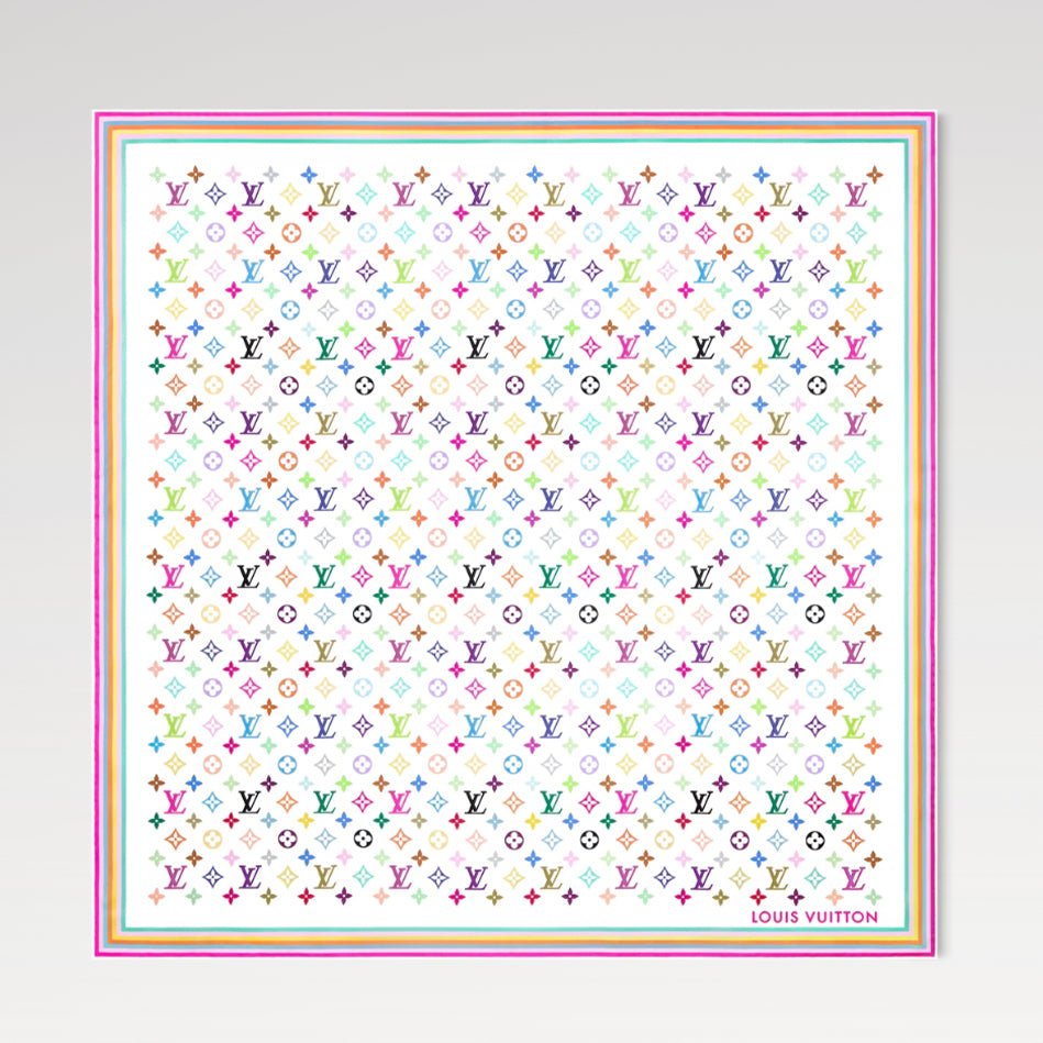 Louis Vuitton x TM Monogram Multicolor Mini Pattern Women's Fashion Silk Scarf Square 90 Jewelry Accessories #81173