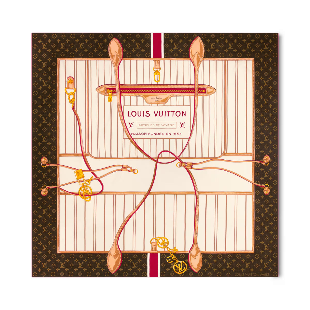 Louis Vuitton MY NEVERFUL Women's Fashion Trends Classic Logo Print Artistic Patterned Square Wool Silk Scarf Shawl  Accessories #79169