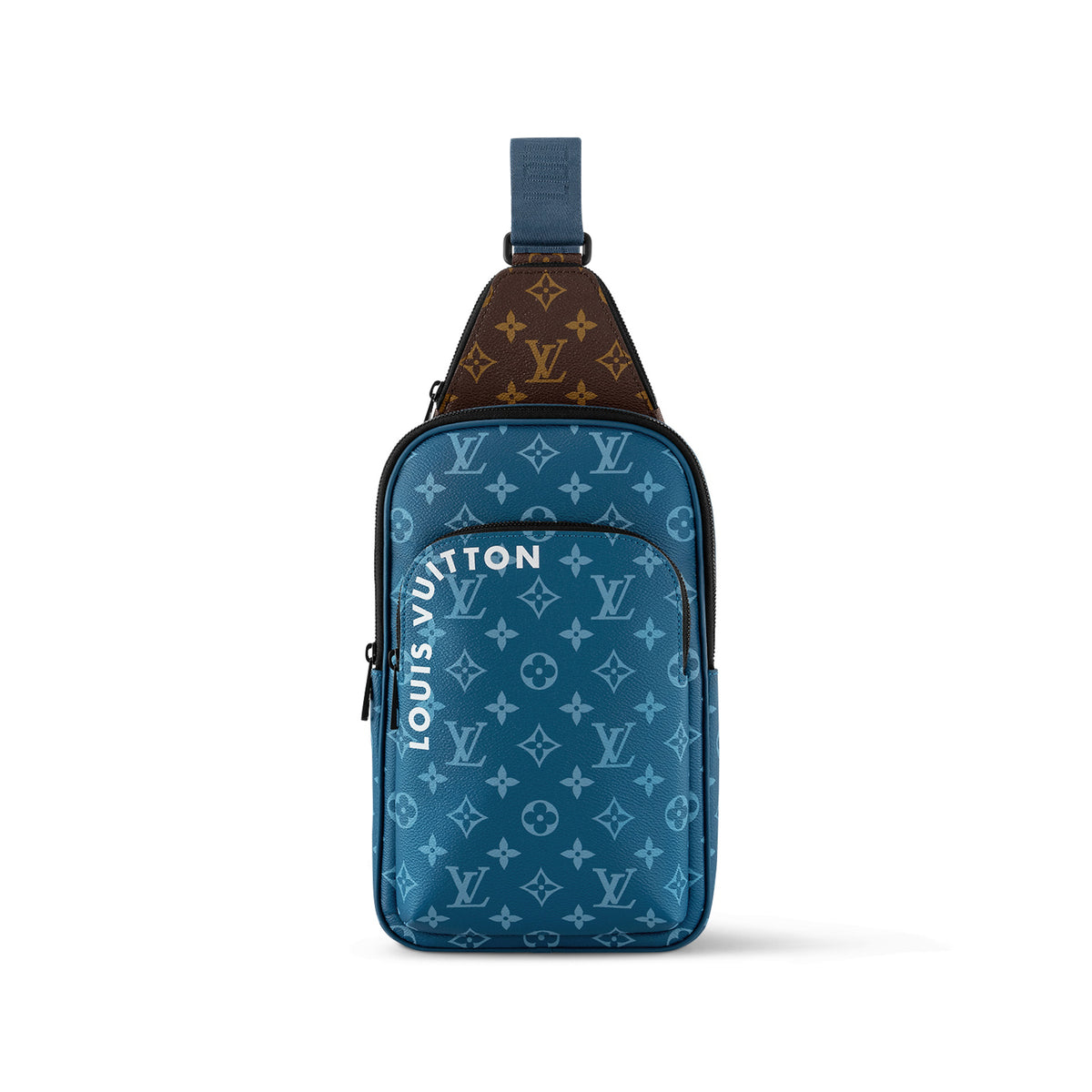 Louis Vuitton Men's Blue Adjustable Shoulder Strap Zipper Closure Canvas Crossbody Shoulder Bag #97127