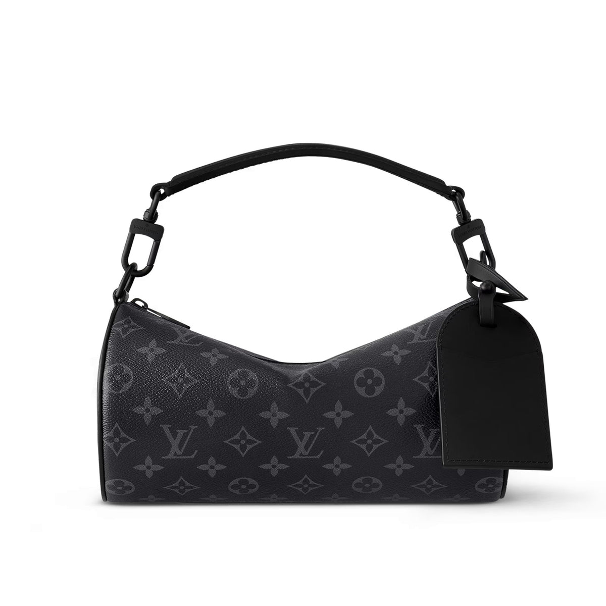 Louis Vuitton SOFT POLOCHON Men's Black Removable Adjustable Shoulder Strap Zipper Closure Canvas Quilted Cowhide Cylinder Shoulder Crossbody Handbag Bag Bags #72936