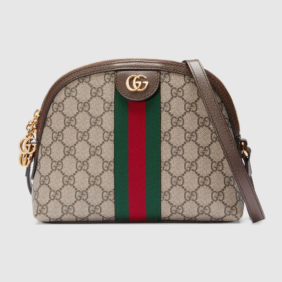 Gucci Women's Vintage GG Printed Striped Webbing Canvas Splicing Leather Casual Shell Bag Ophidia Shoulder Bag #71445