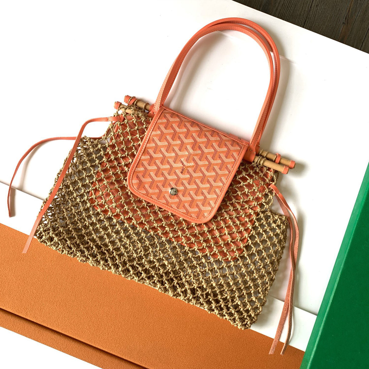 GOYARD  Aligre Y Women's Four Seasons Fashion Temperament Weaving Colorblocking Leather Handbag Drawstring Casual Tote Bag Bags ALIGREPMLTY-20CL20F Ngvp #8317