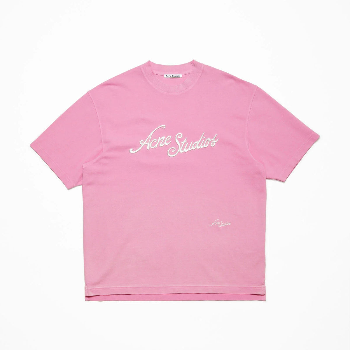 Acne Studios Women Spring Summer 3D Embroidery Logo Pink White Fashion Temperament Casual Tide Round Neck Top T-shirt #81216