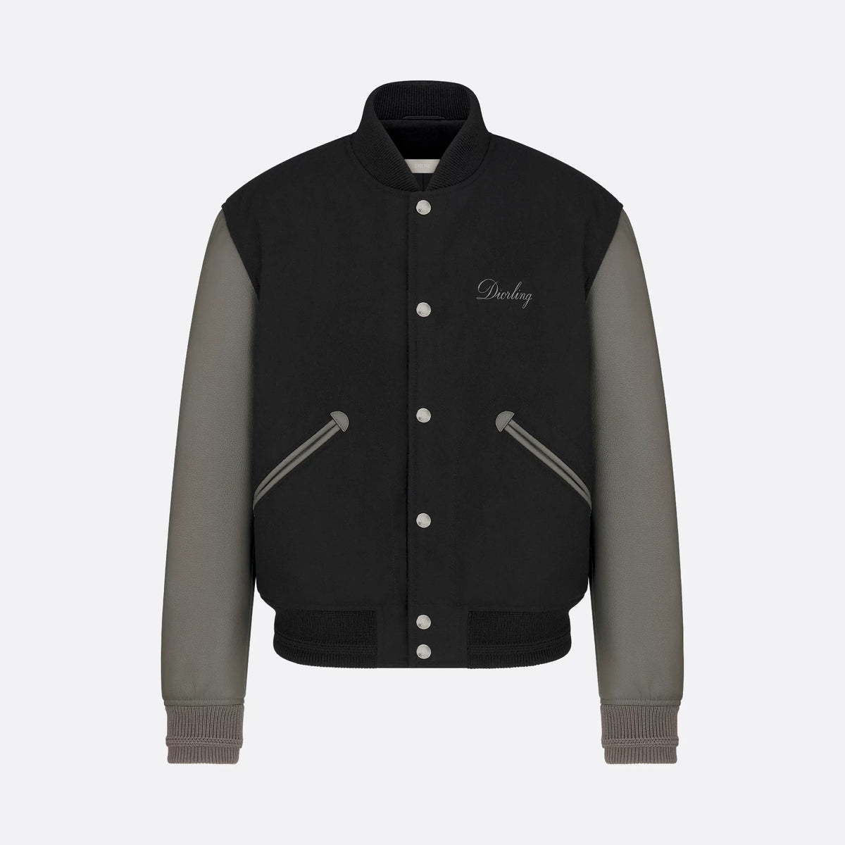 Dior Men's Spring/Fall Casual Fashion Crew Neck Single-Button Wool Tweed Jacket Leather Baseball Jacket #78774