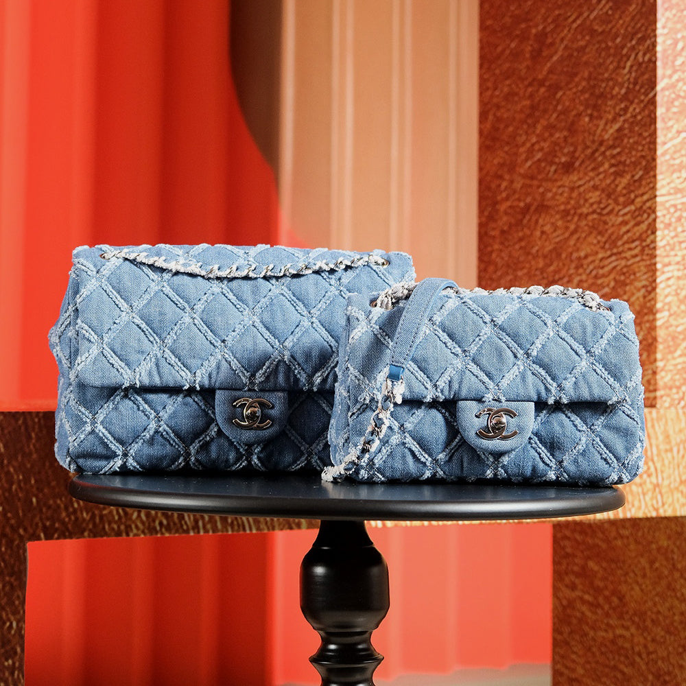 Chanel Women's Classic Chain Blue Gradient Denim Flap Shoulder Crossbody Bag Bags #73447