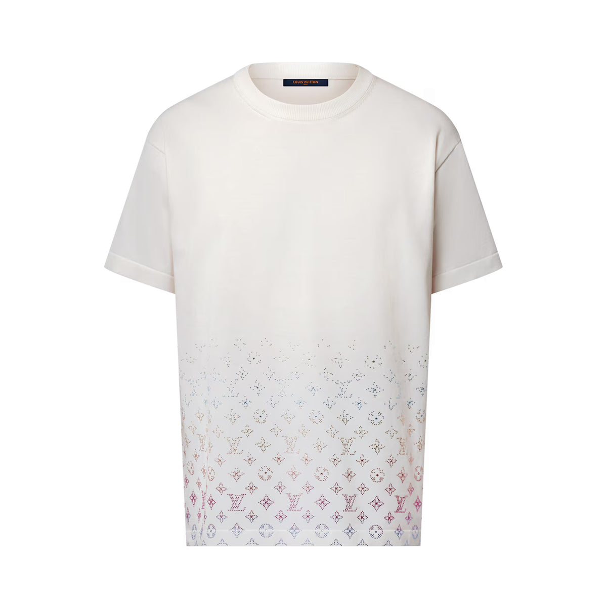 Louis Vuitton Men's Summer Colorful Diamond Letters Gradient Pattern Solid Color Round Neck Short Sleeve T-shirt #76173