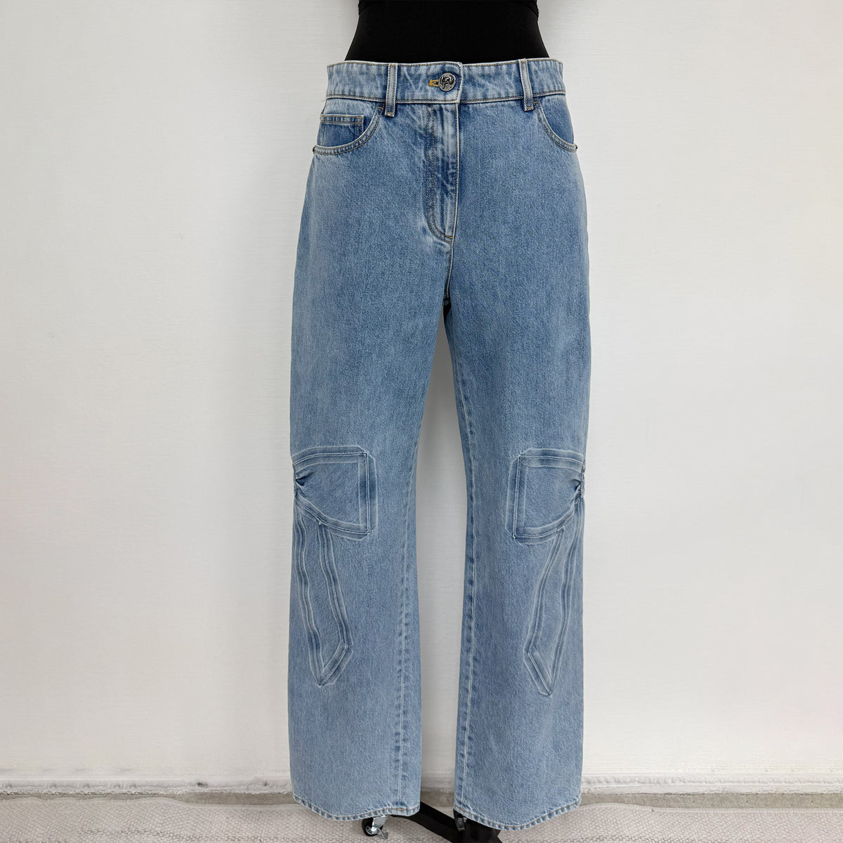 Chanel Women's Fall And Winter Light-colored 3d Bow Denim Pants Straight Casual Elegant Fashion Trend Pants Ngvp #2631