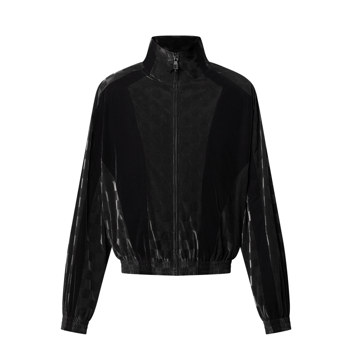 Louis Vuitton Men's Spring/summer Flocked Tech Jacket Tessellated Marque L.vuitton D¨¦pos¨¦e Logo Velvet Zipper Patchwork Jacket #81398