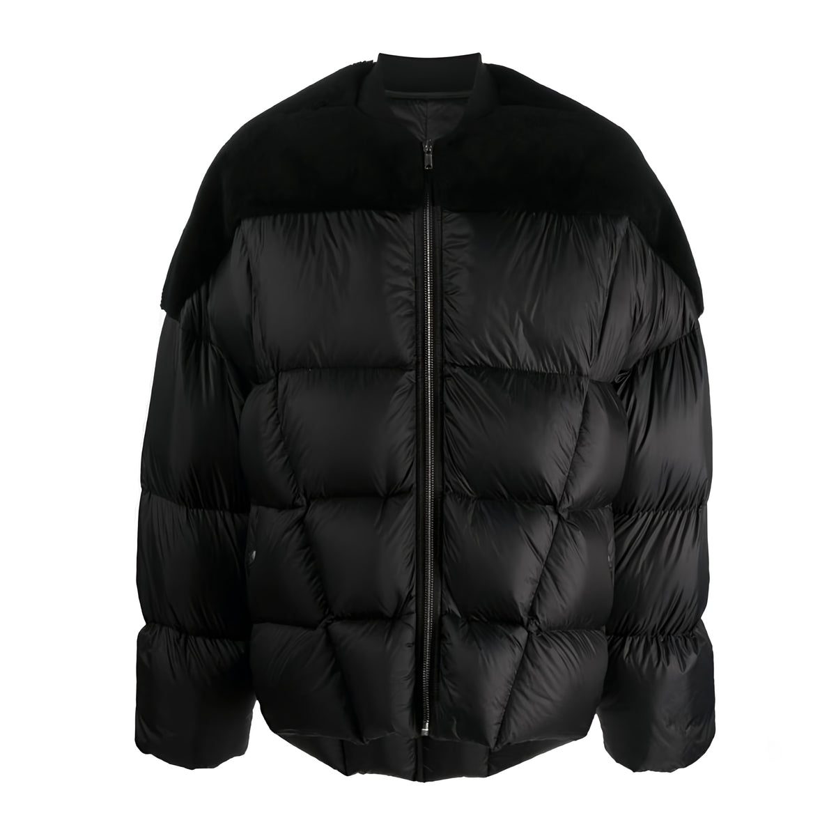 Rick Owens Men's Fall And Winter Black Porterville Flight Feather Jacket Short Jacket Men's Aviator Jacket Fashion Splicing Warm Jacket Ngvp #2496