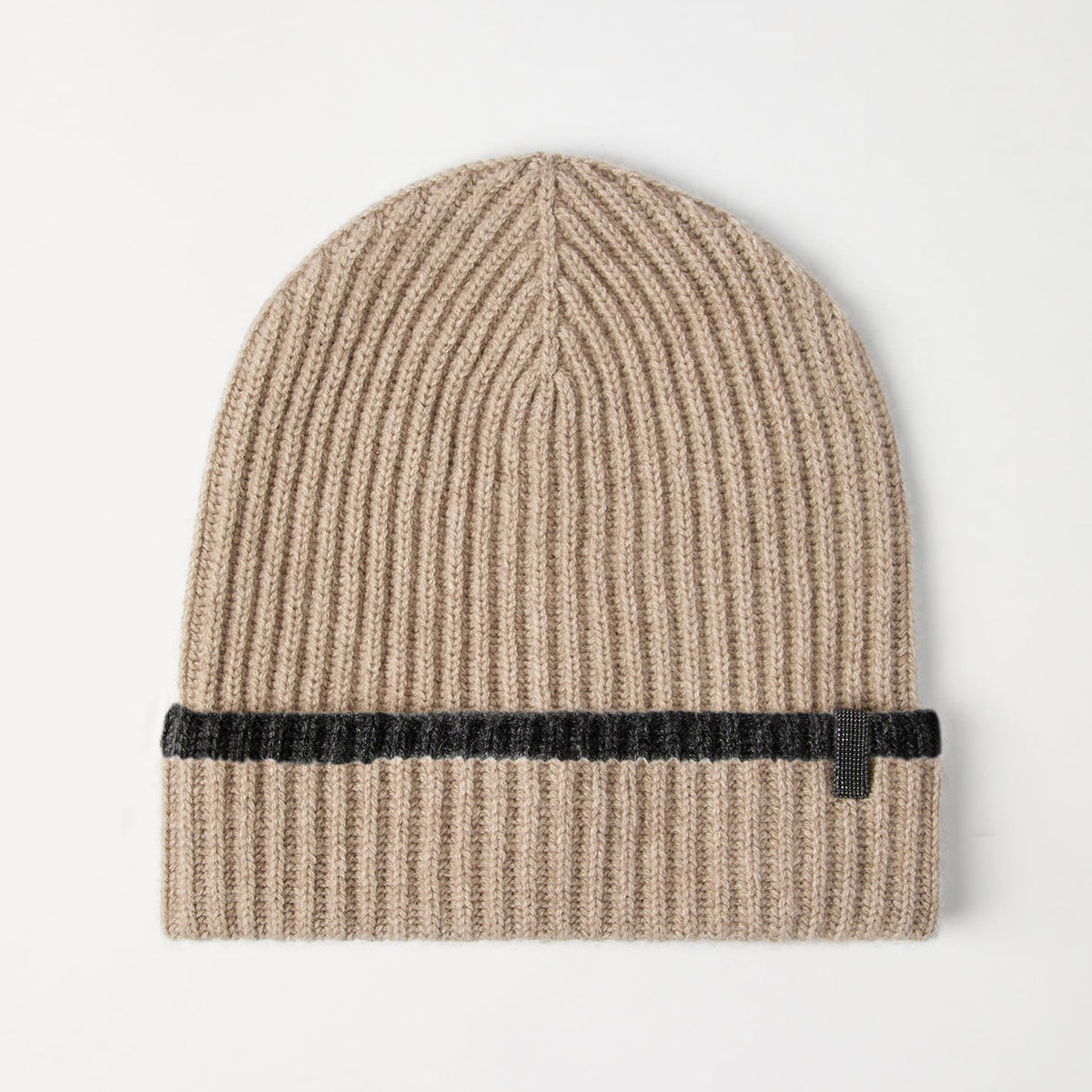 Brunello Cucinelli Women's Fall/Winter Striped Solid Color Cashmere English Rib Knit Beanie With Monili Casual Hat Cap Ngvp #2524