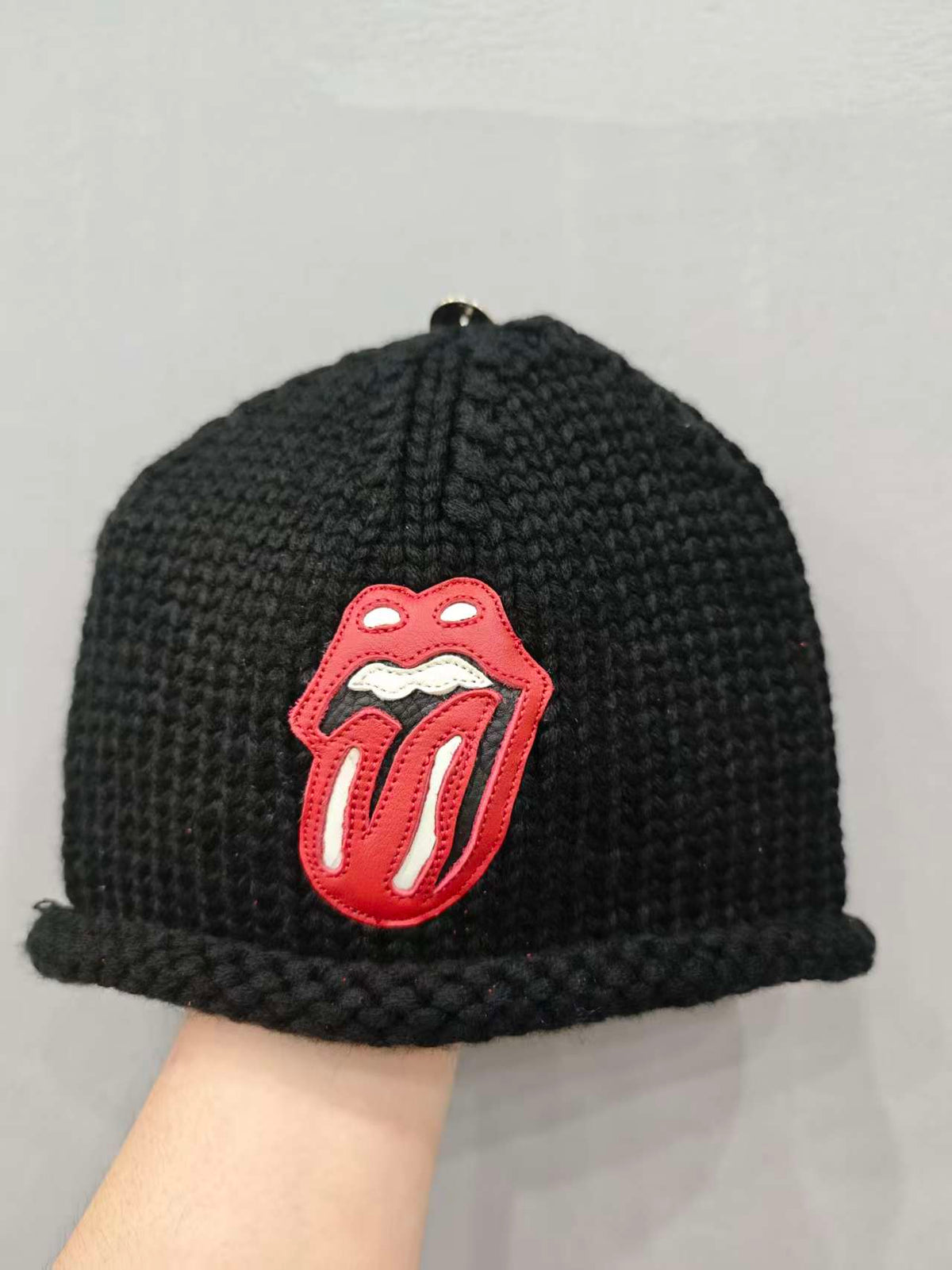 Chrome hearts x Roiling Stone 925 Silver Black Cashmere Knitted Cold Hat #328756