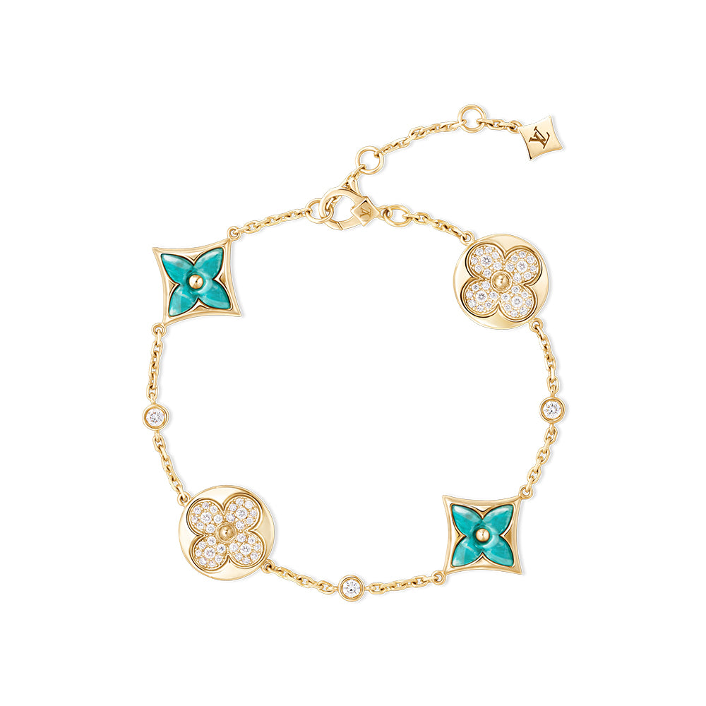 LOUIS VUITTON Color Blossom BB Star and Sun Multi Motif Bracelet Yellow Gold Amazonite and Diamonds #389011