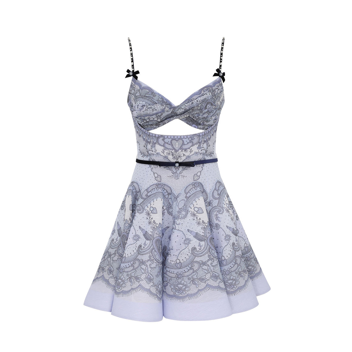 Zimmermann Women's Summer Solid Color Botanical Floral Pattern Print Short Halter Dresses #76553