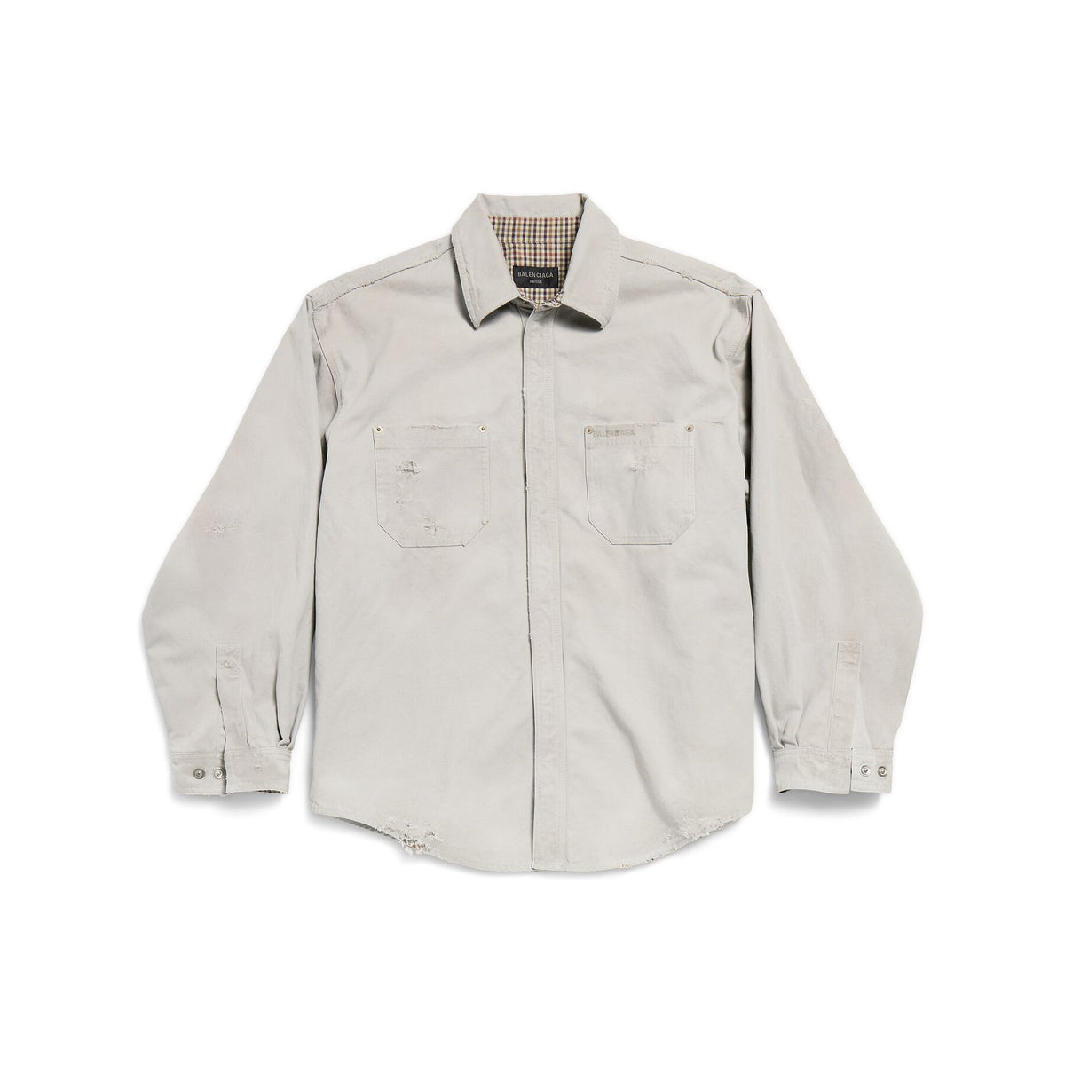 Balenciaga WORKWEAR Men's and Women's Spring/Fall Fashion Casual Collared Single Breasted Patchwork Plaid Lined Double Layer Long Sleeve Shirt-Style Jacket Shirt #78796