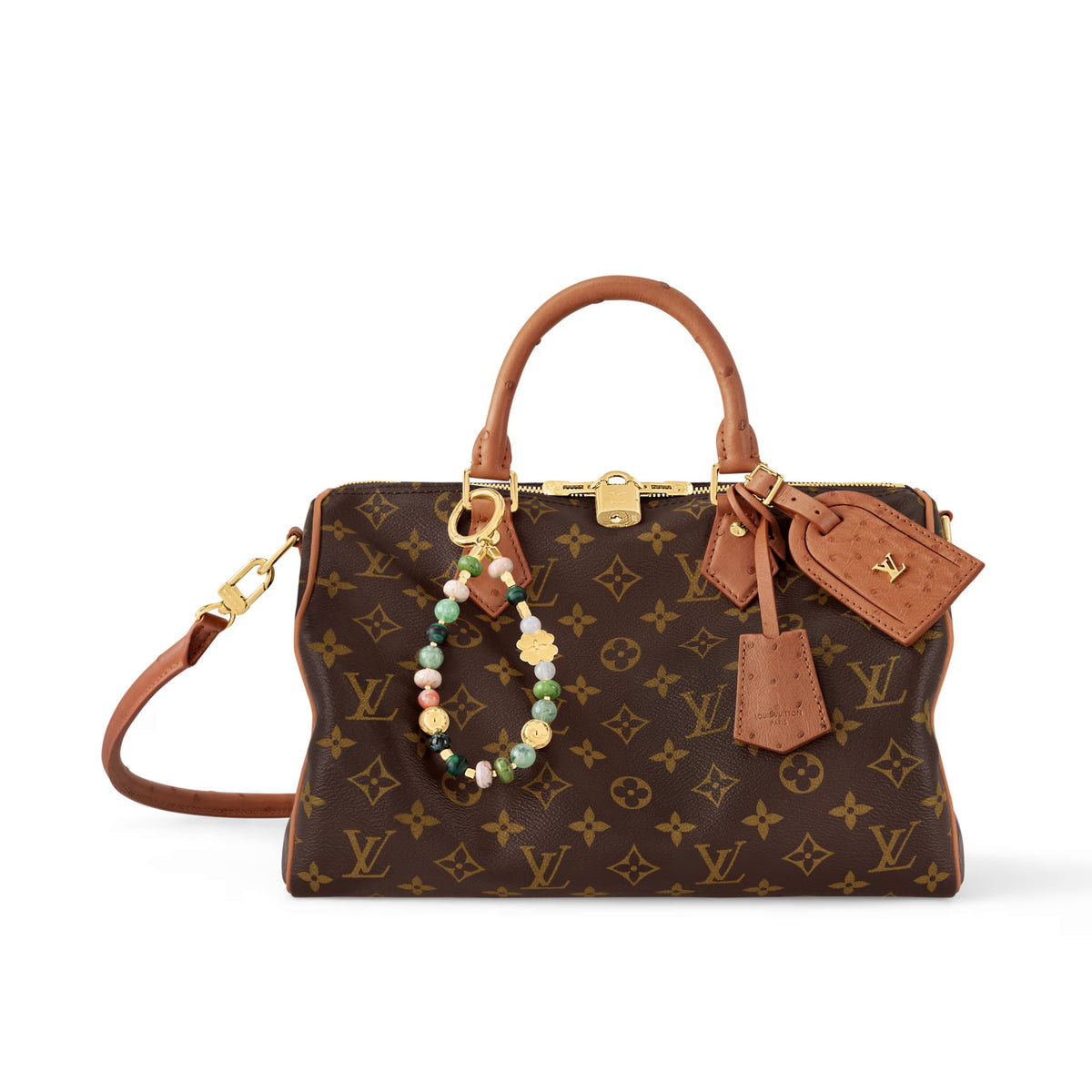 Louis Vuitton SPEEDY SOFT 30 Women's Brown Detachable Adjustable Shoulder Strap Leather Trimmed Shoulder Crossbody Handbag Bag Bags #74548