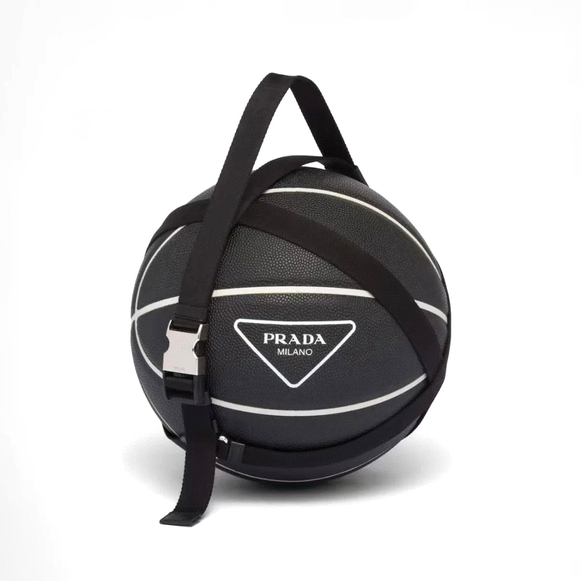 Prada Solid Colour Nylon Drawstring Triangle Label Logo Black Basketball #76747