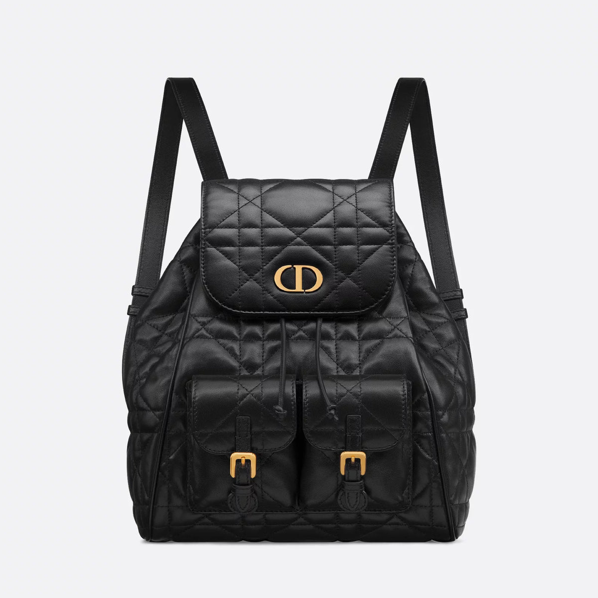 Dior CARO Women's Black Adjustable Leather Shoulder Strap Flap Drawstring Closure Shoulder Bag Bags #74328