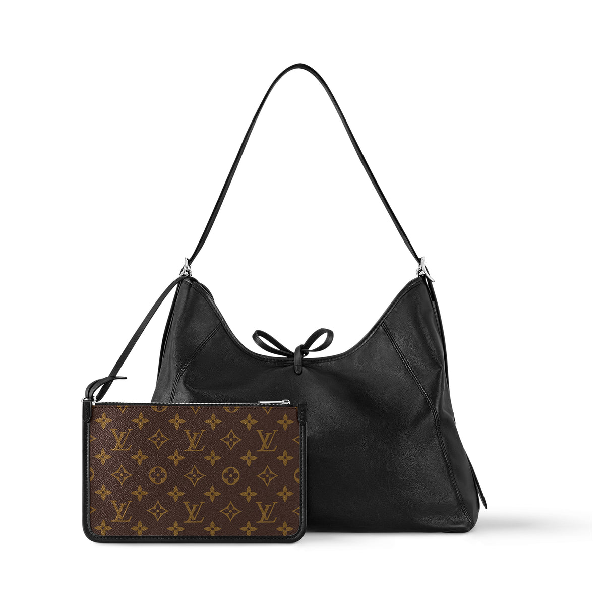 Louis Vuitton Women's Black Letter Logo Detachable Adjustable Shoulder Strap Lambskin Tote Handbag Shoulder Bag Bags #98792