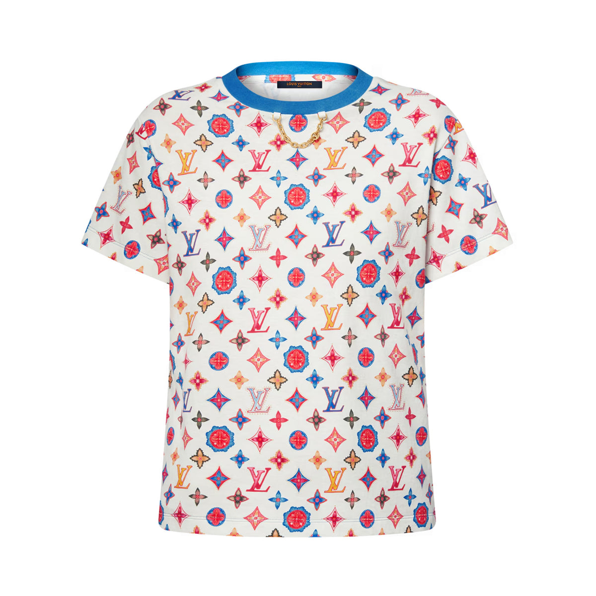 Louis Vuitton Women's Summer Logo Pattern Printed Cotton Knit Round Neck Regular Fit Short Sleeve T-Shirt #74964