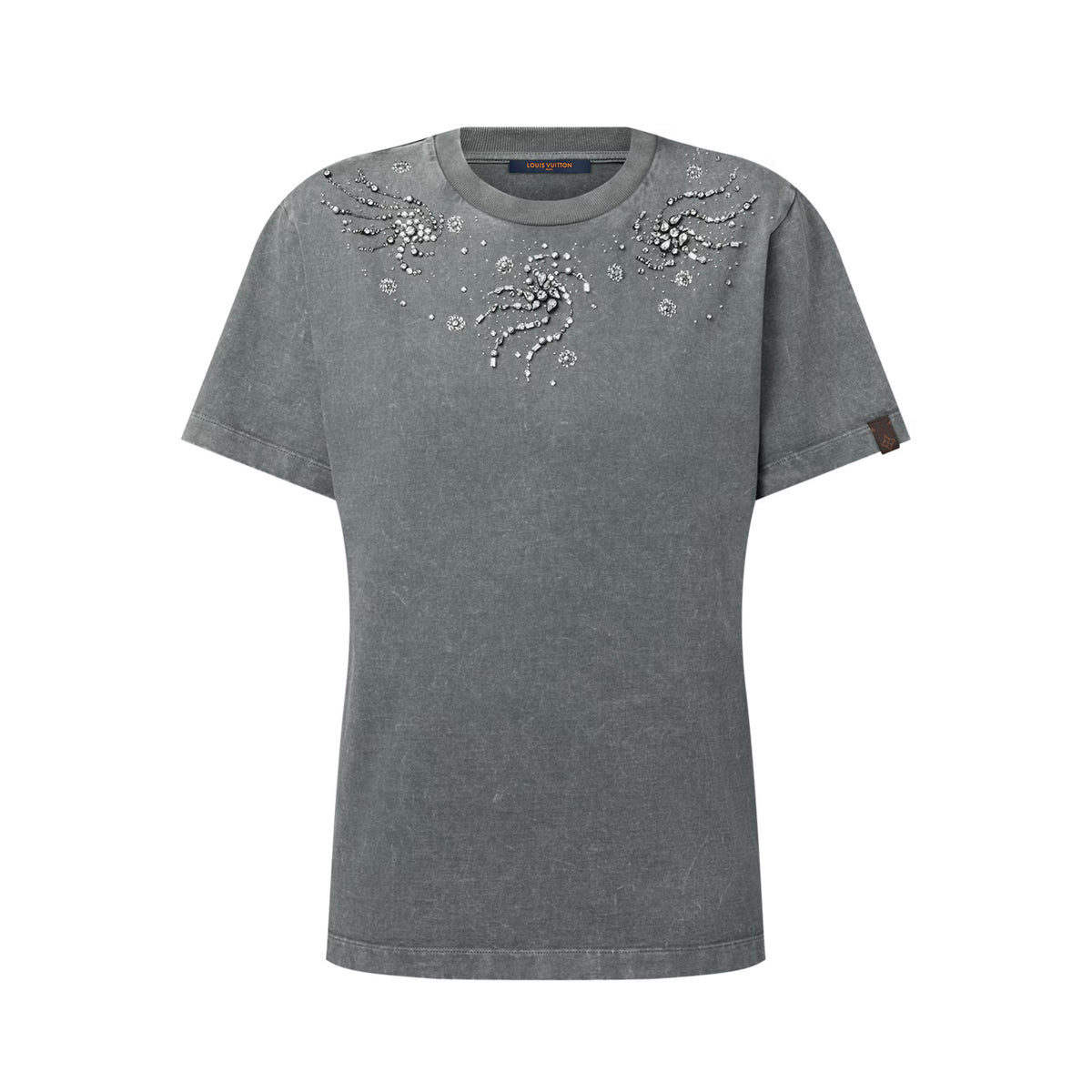Louis Vuitton Women's Summer Solid Color Rhinestone Spiral Pattern Round Neck Short Sleeve T-Shirt #77616